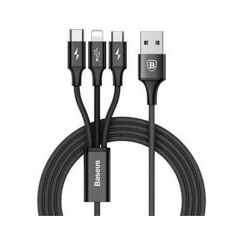 Univerzálny USB kábel 3v1 - čierny